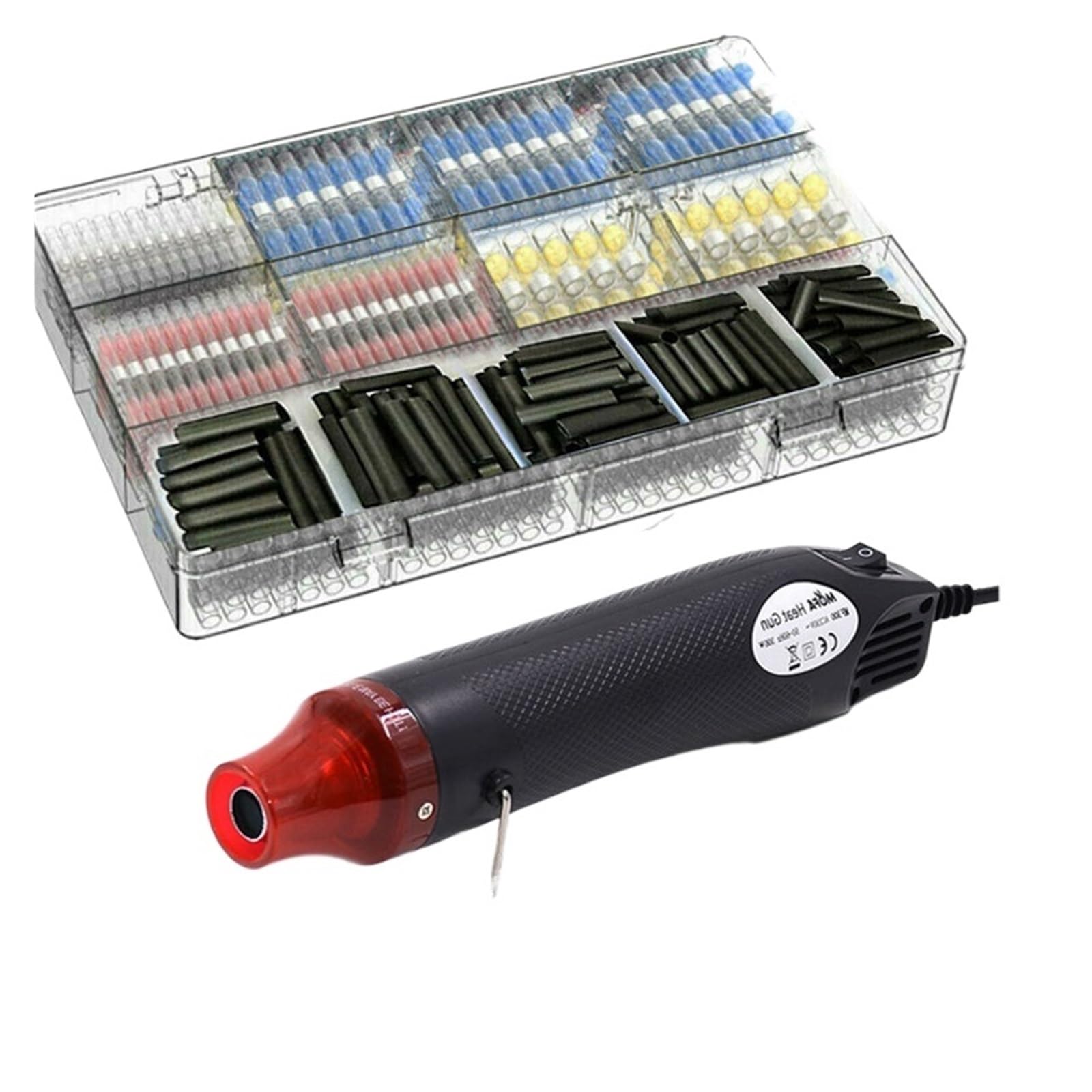 800 piezas Kit de terminales de empalme de cable sellado de soldadura de terminales de engarzado a tope termorretráctiles a prueba de agua con calentador(800PCS)