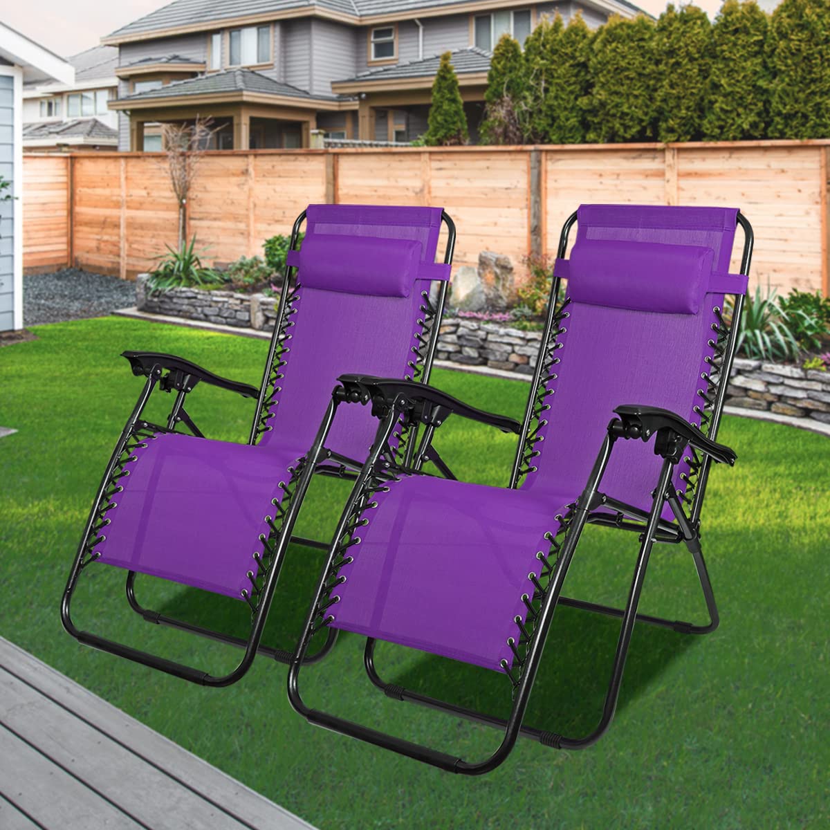 Purple Zero Gravity Folding Recliner Yard Beach Lounger Patio