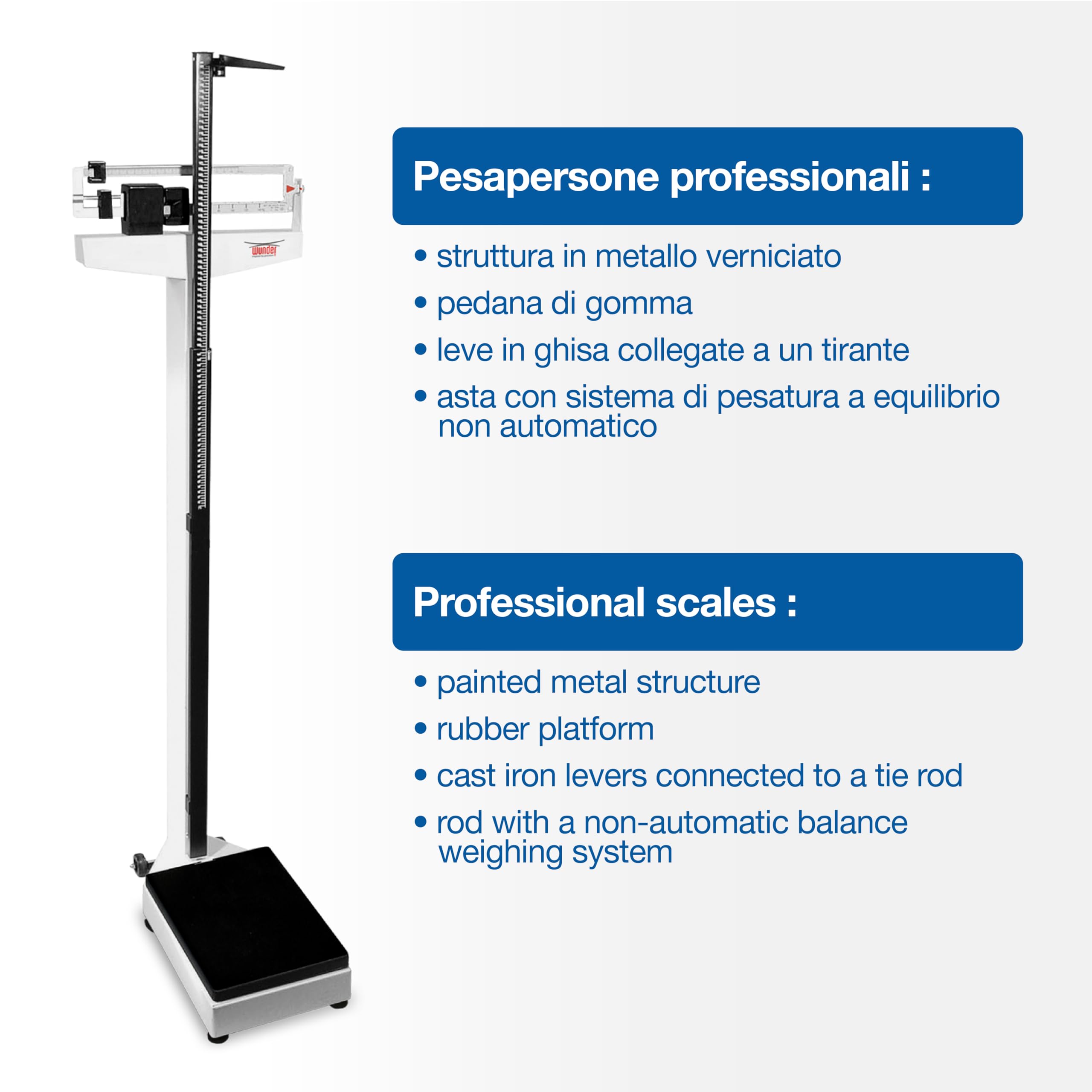 WUNDER Pesapersone a stadera professionale C201 200 kg con statimetro standard