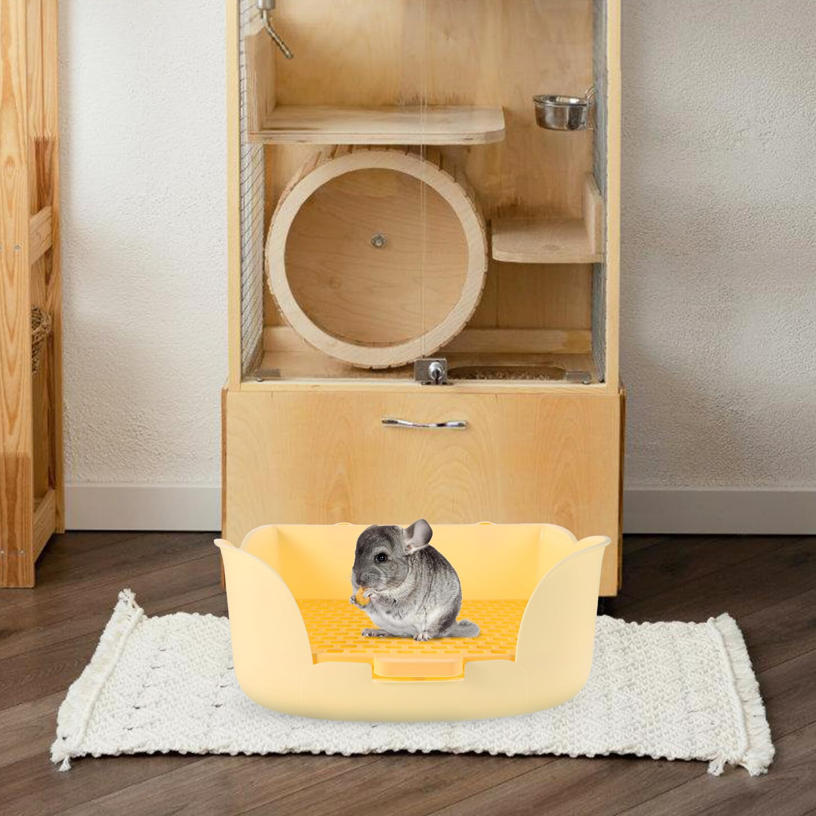 GALPADA Kaninchen Toilettentrainer Kunststoff mit Abdeckung für Kleintiere Meerschweinchen Chinchillas Urintrennung Pflegeleicht für Kleintierkäfige Geeignet