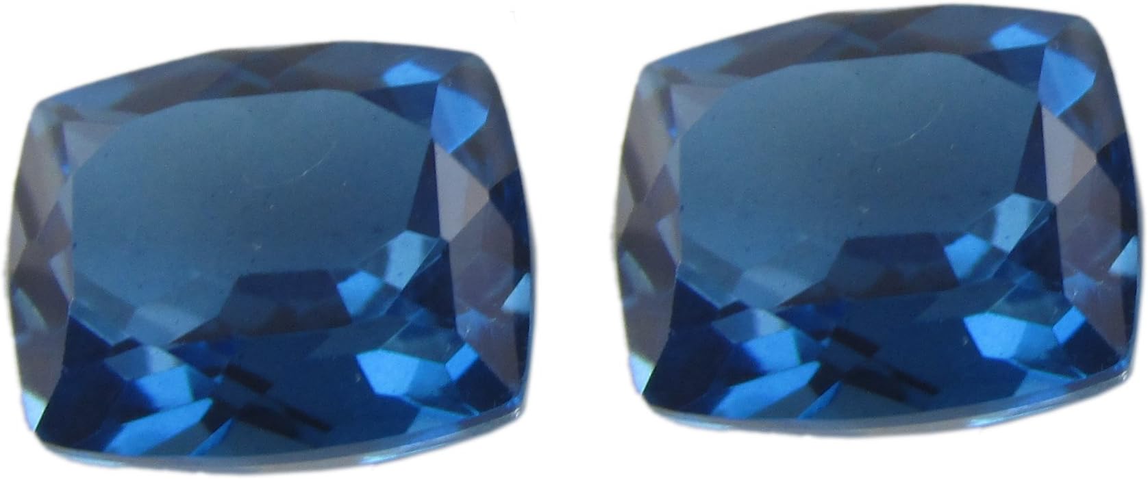 Lapidarians Ceylon Blue Quartz Cushion Shape Gemstone - 11x9 mm 4 Pieces Lot in Doublet Loose Gemstone