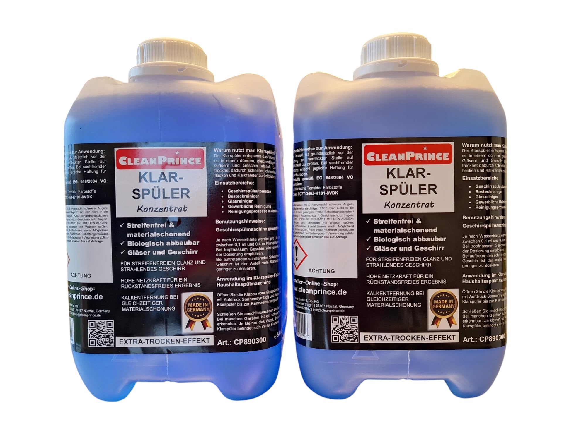 CleanPrince Abrillantador concentrado 10 litros azul líquido | Lavavajillas vajilla cubiertos