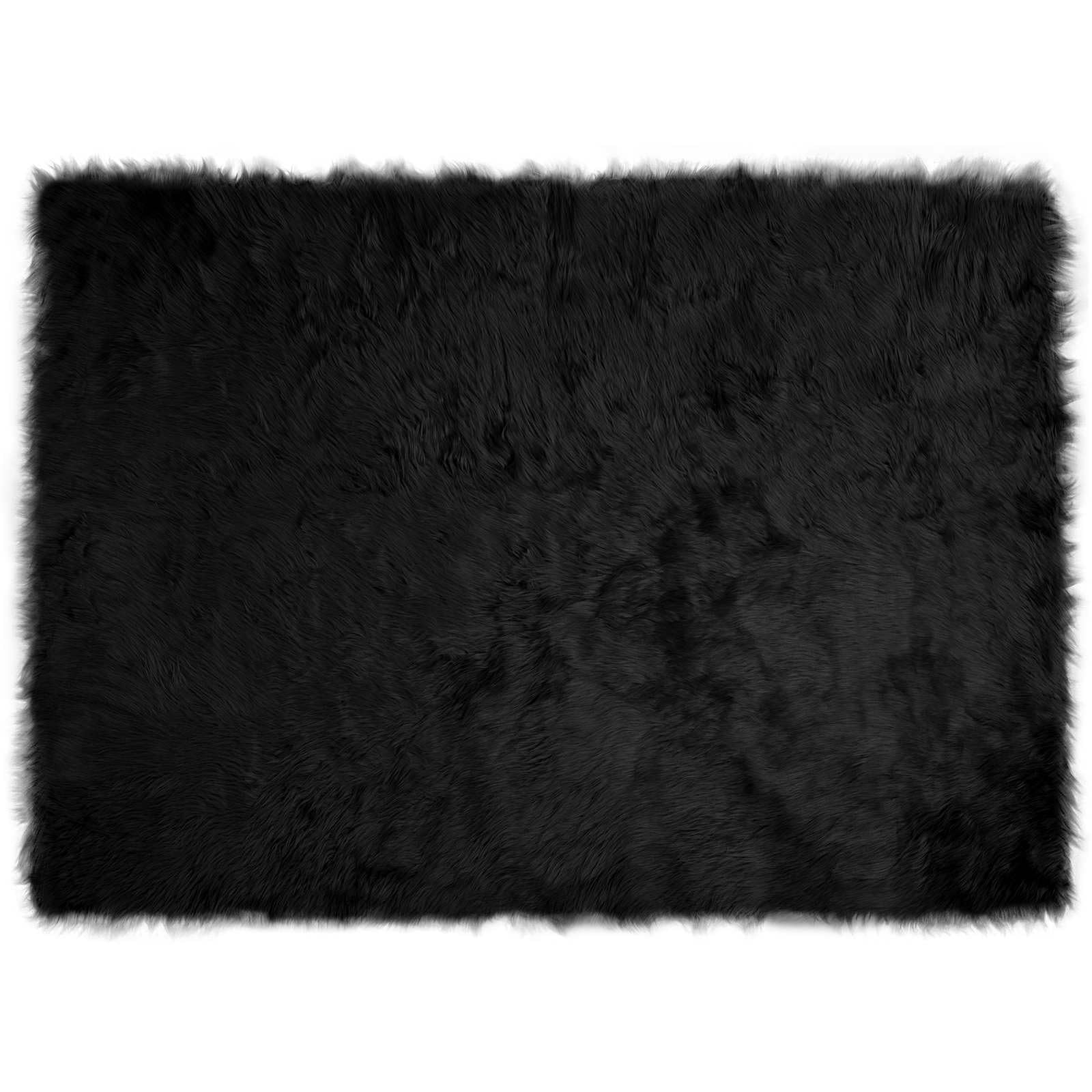 Dywan ze sztucznego futra Tafalla, czarny, 120 x 170 cm, prostokątny, puszysty poliester, dywan shaggy, do salonu, sypialni, bardzo miękki, przytulny