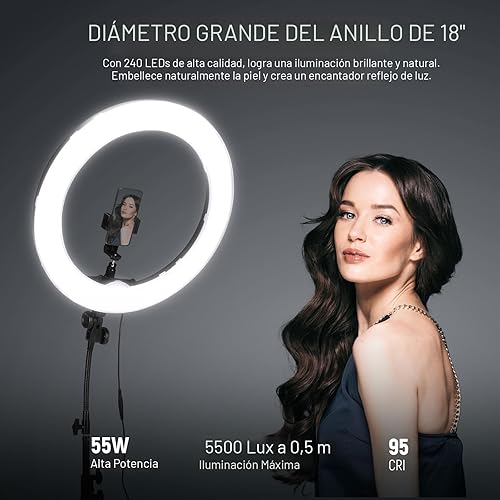 Miniatura 3 de Neewer Kit de luces de anillo 18 pulgadas189in exterior de 55 W 5500 K luz LED regulable soporte de luz bolsa de transporte para cámara smartphone