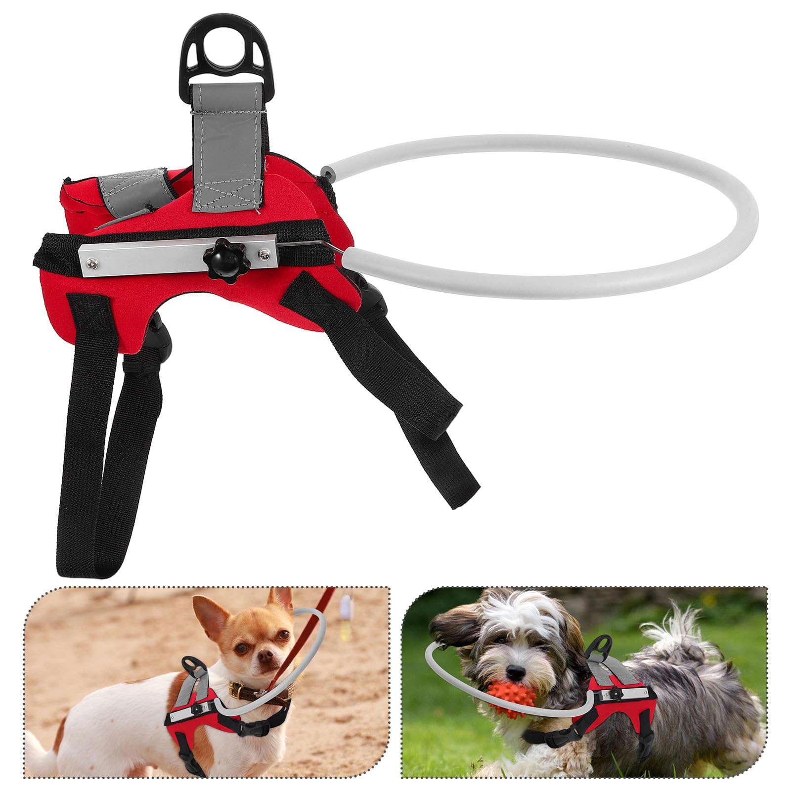 Veemoon Collier Anti-Collision Réglable pour Chien Aveugle, Anneau de Protection Léger en Polyester Rouge Taille S, Dispositif de Navigation pour Éviter Les Collisions, Accessoire Santé