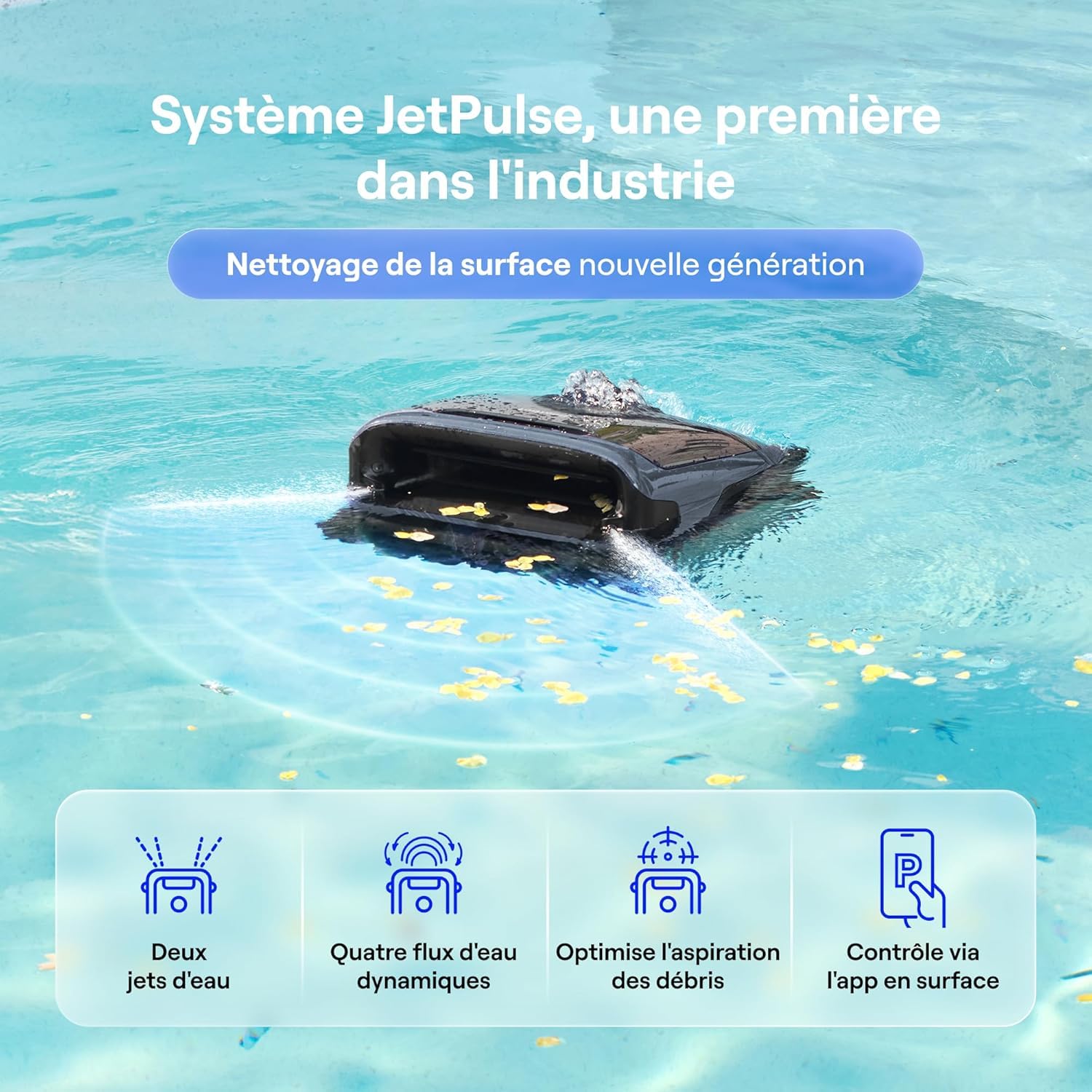Beatbot Sora 70 Robot Piscine, aspirateur Piscine 4-en-1, 25700 LPH, stationnement Intelligent Surface de l'eau, capacité 6 L pour débris, Batterie 10000 mAh, pour piscines jusqu'à 300 m², Bleu