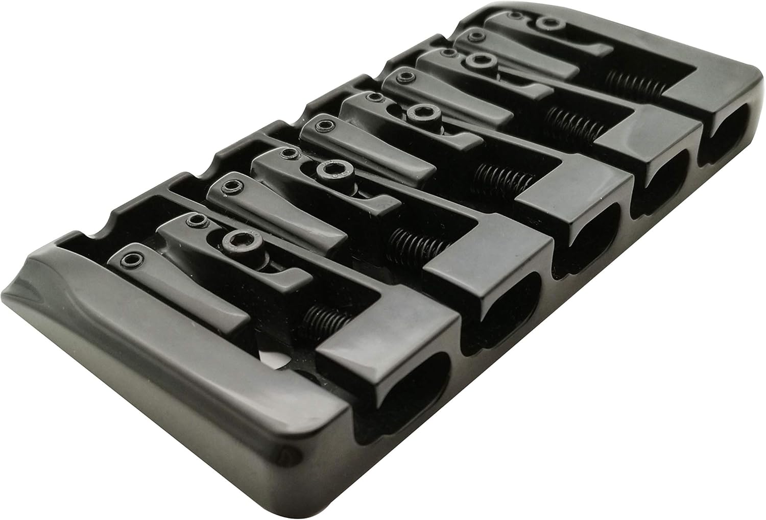 Guyker 5 String Bass Bridge with Locking Zinc Saddles – Dual Load Type A Bridges String Space 19mm Replacement for Jazz Bass or Precision Electric Instruments (Black)