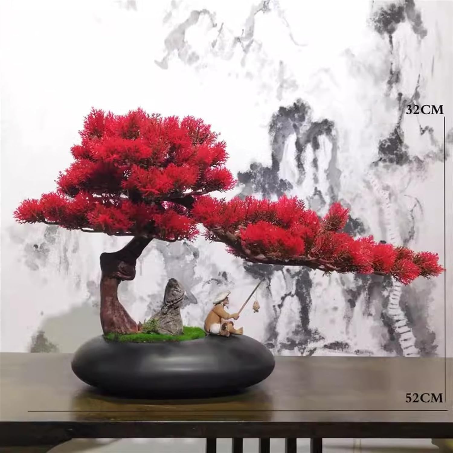 artificial tree Large Simulated Pine Bonsai Decoration Pine Bonsai Living Room Indoor Artificial Bonsai Decoration artificial plants indoor(A)