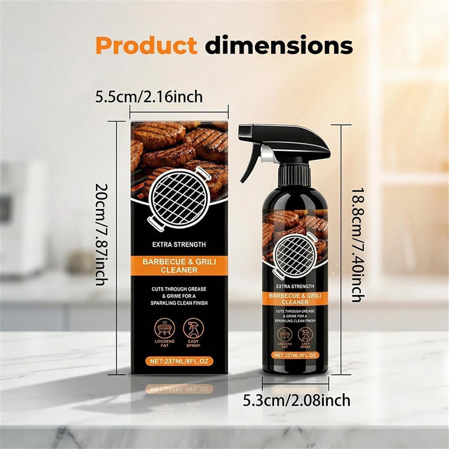 Kitchen Heavy Oil Cleaner Spray, Fast-Acting Heavy-Duty Grill Degreaser Spray Grease, All Purpose Kitchens Cleaning Agent for Stoves, Countertop, Grill, Racks (3Pcs)