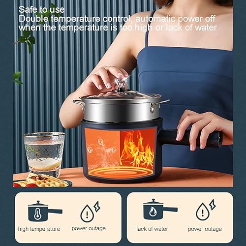 Miniatura 8 de Olla eléctrica caliente, cocina rápida de fideos de 1.8 litros, cocina eléctrica, olla de cocina multifuncional, sartén, mini vapor, cacerola