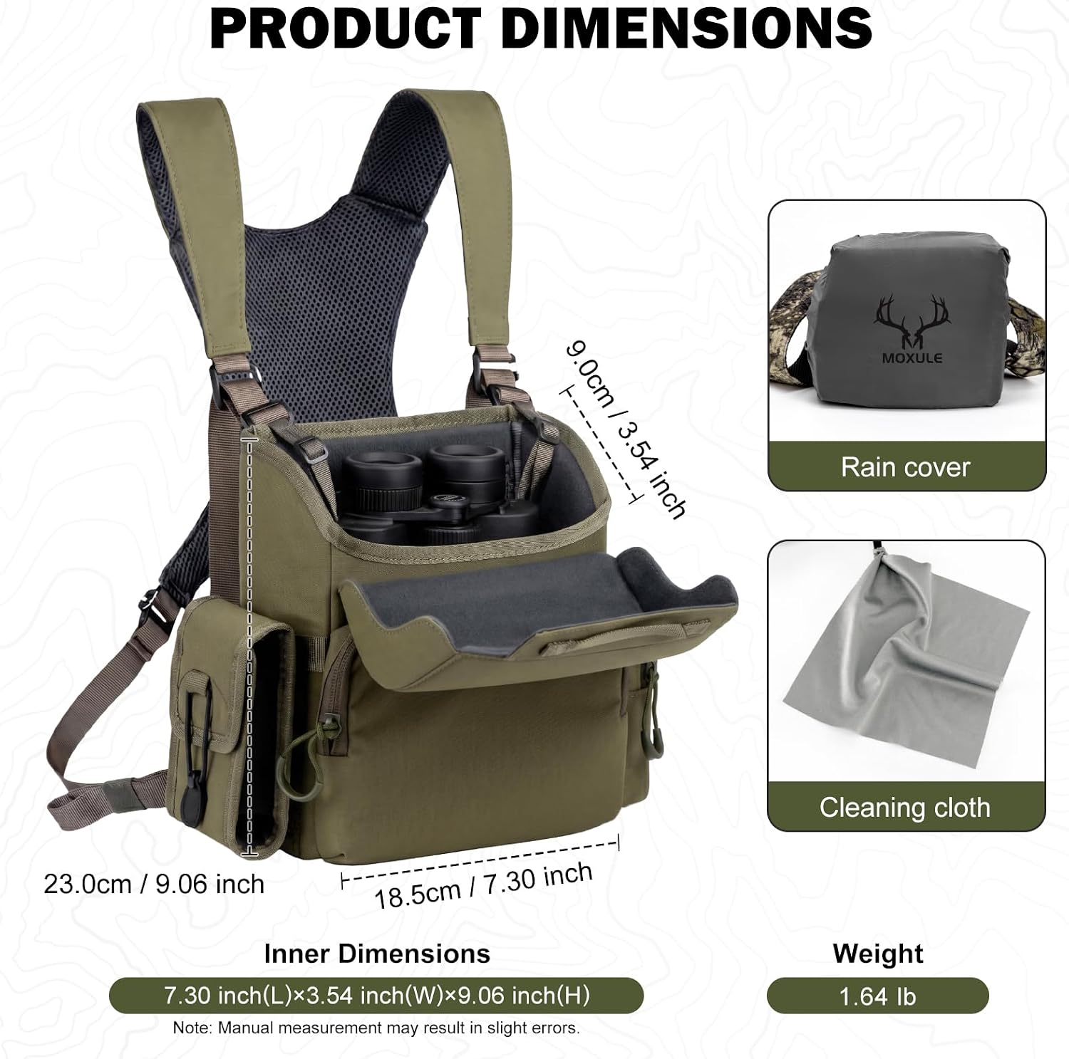 MOXULE Binocular Harness Chest Pack: Bino Case with Rangefinder Pocket XL
