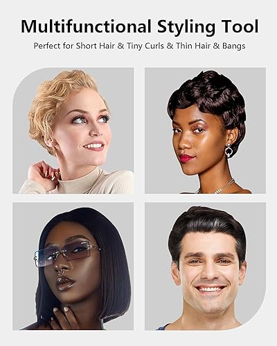 Miniatura 6 de DSHOW Plancha plana de 12 pulgada, plancha plana pequeña para cabello corto, mini alisador de pelo de cerámica de turmalina con bolsa, 6