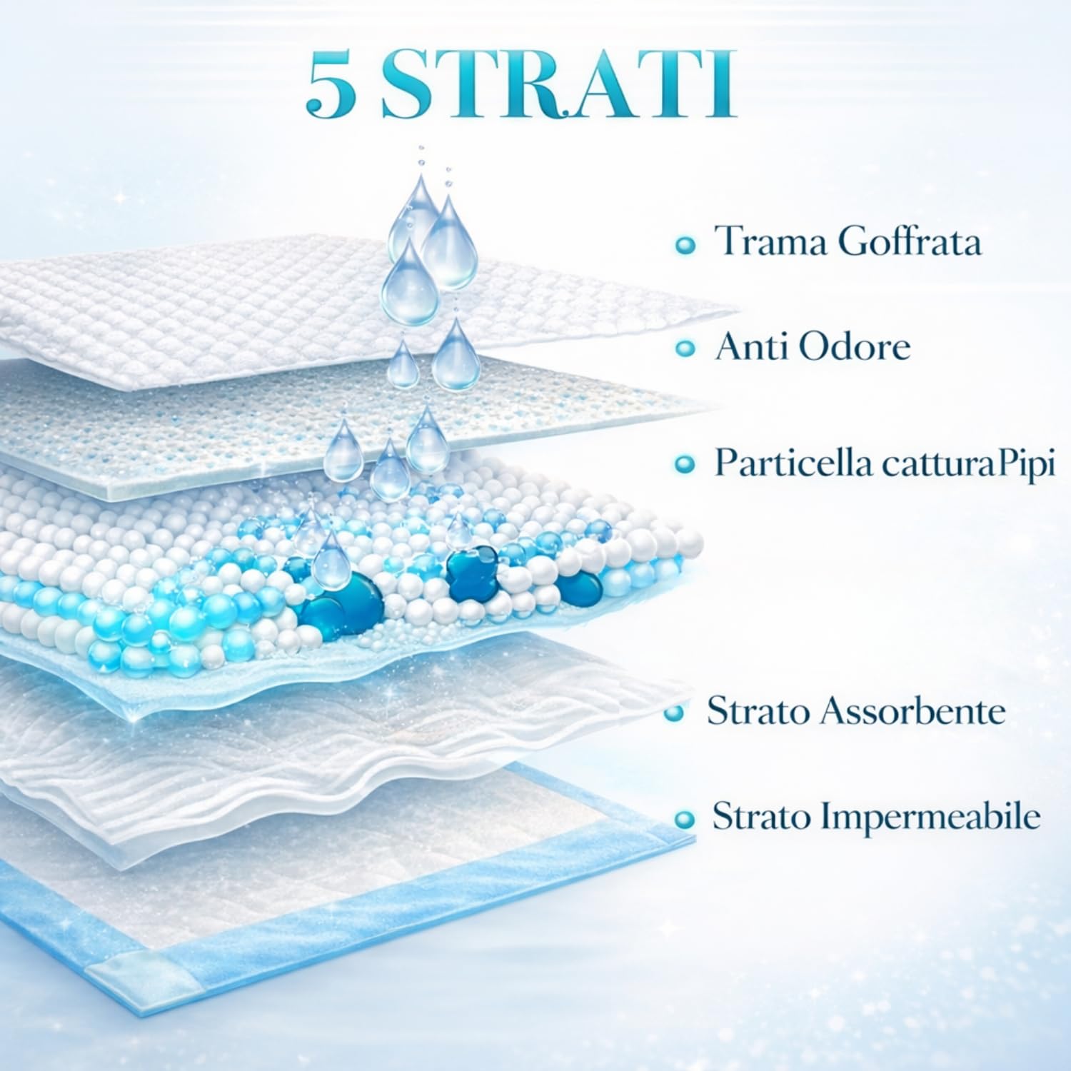 VIRSUS tappetini igienici a 5 strati per Cane 60x90 imbustati singolarmente traversine per Cani 100Pezzi Animali Domestici con angoli adesivi anche per Gatti Anti Odore - C