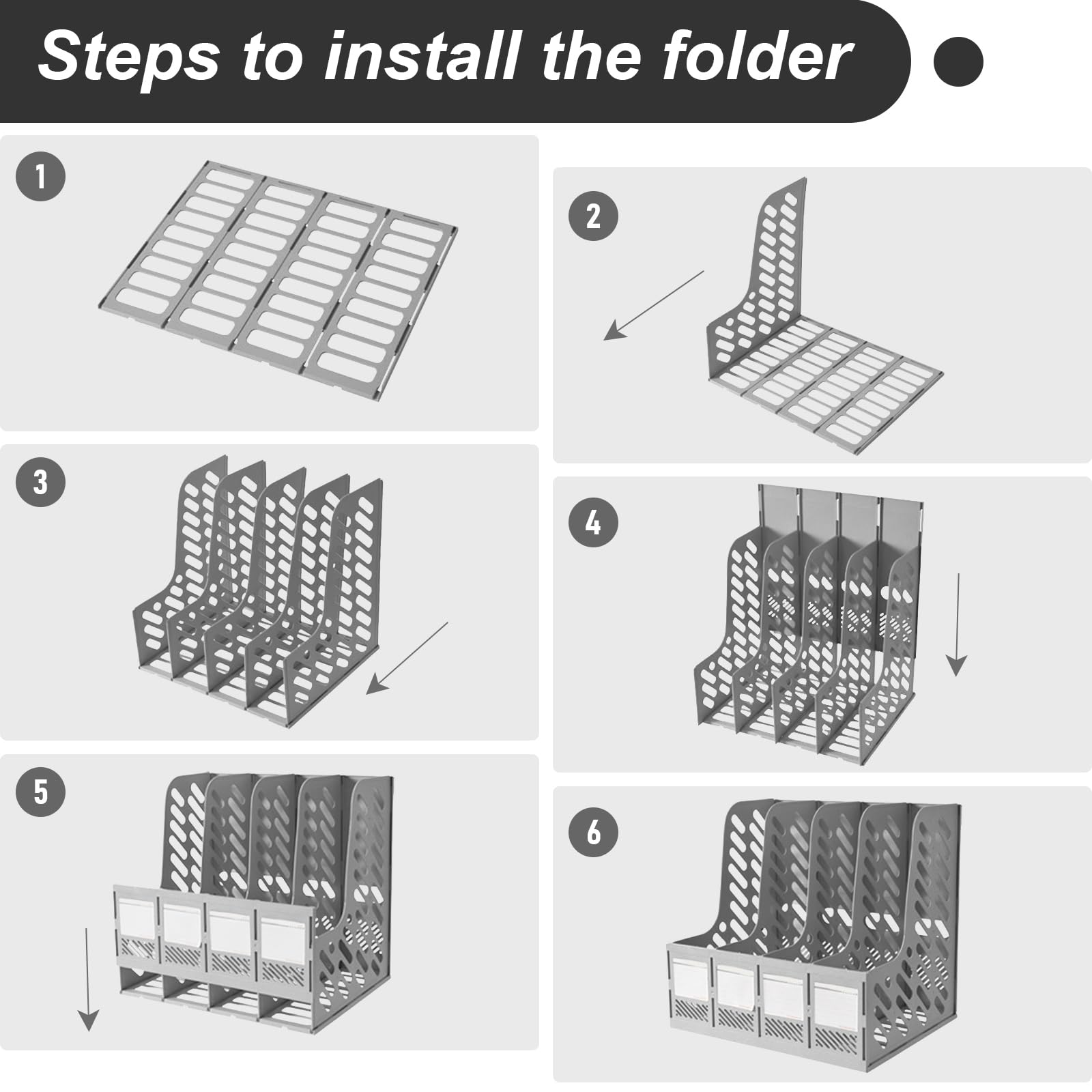 Elezeal Plastic A4 Magazine Holder, Sturdy File Organiser Desktop - Image 4