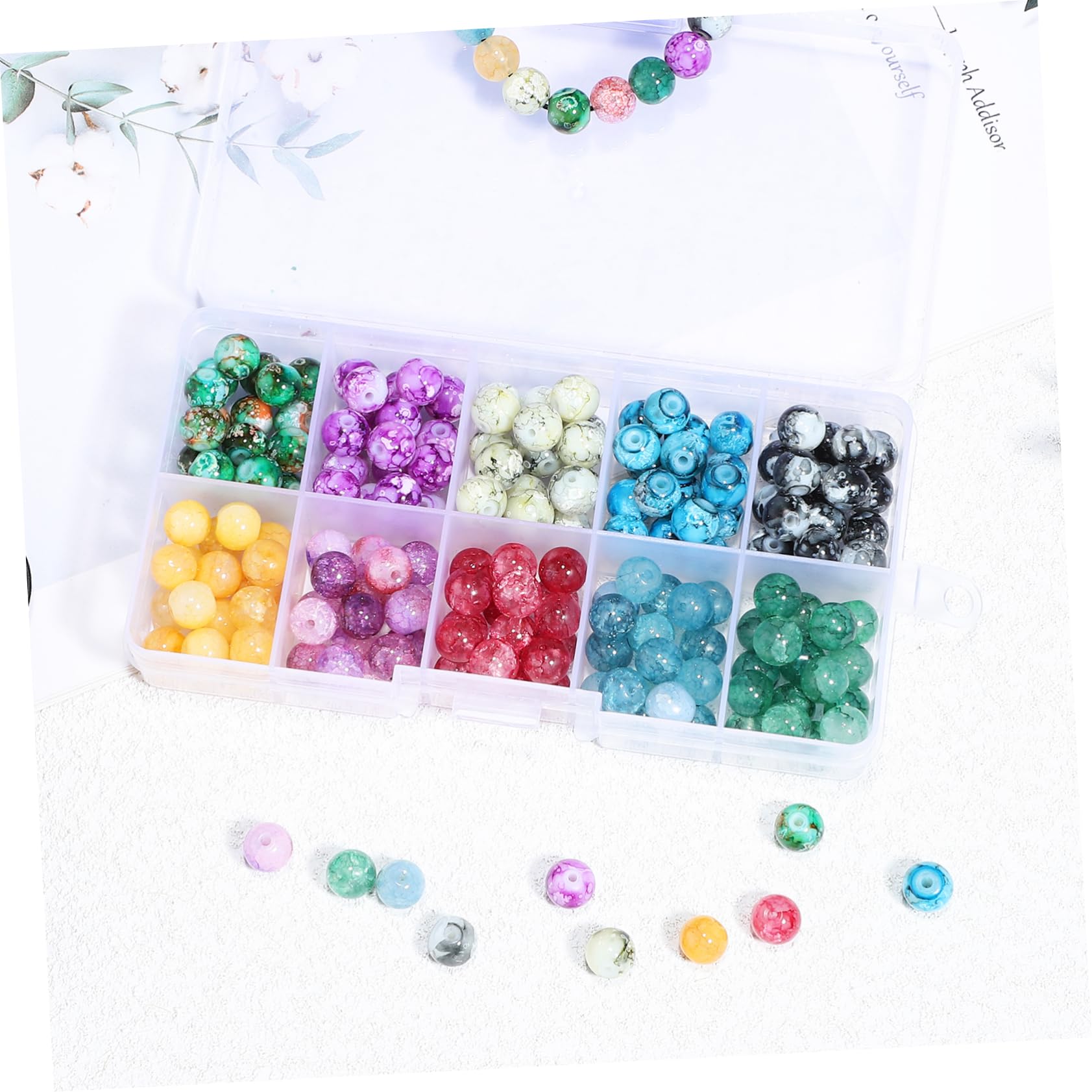 ARTIBETTER 5 Set Perline Rotonde Per Bigiotteria Con Filo Elastico Per Creare Collane E Braccialetti Fai Da Te Perline Per Gioielli Diy Con Filo 200 Pezzi*5