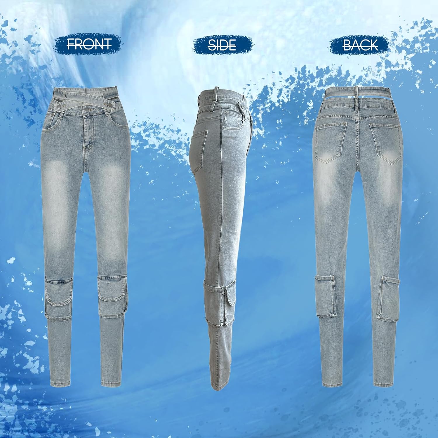 Women High Waist Skinny Jeans Trendy Butt Lifting Stretchy Denim Pants Double Waist Y2K Jeggings for Women - Image 3