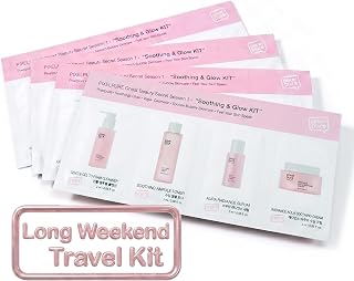 Longweekend Skincare Trial Kit - 4-Day Supply Complete Travel Size Routine - Gel to Foam Cleanser, Ampoule Toner, Serum, Soothing Cream - Vacation, Gy Essentials (32ml)