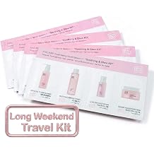 Longweekend Skincare Trial Kit - 4-Day Supply Complete Travel Size Routine - Gel to Foam Cleanser, Ampoule Toner, Serum, Soothing Cream - Vacation, Gy Essentials 32ml