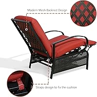 Vista 6 de Patio Tree Sillón reclinable para exteriores 2 piezas ajustable con cojín extraíble color rojo