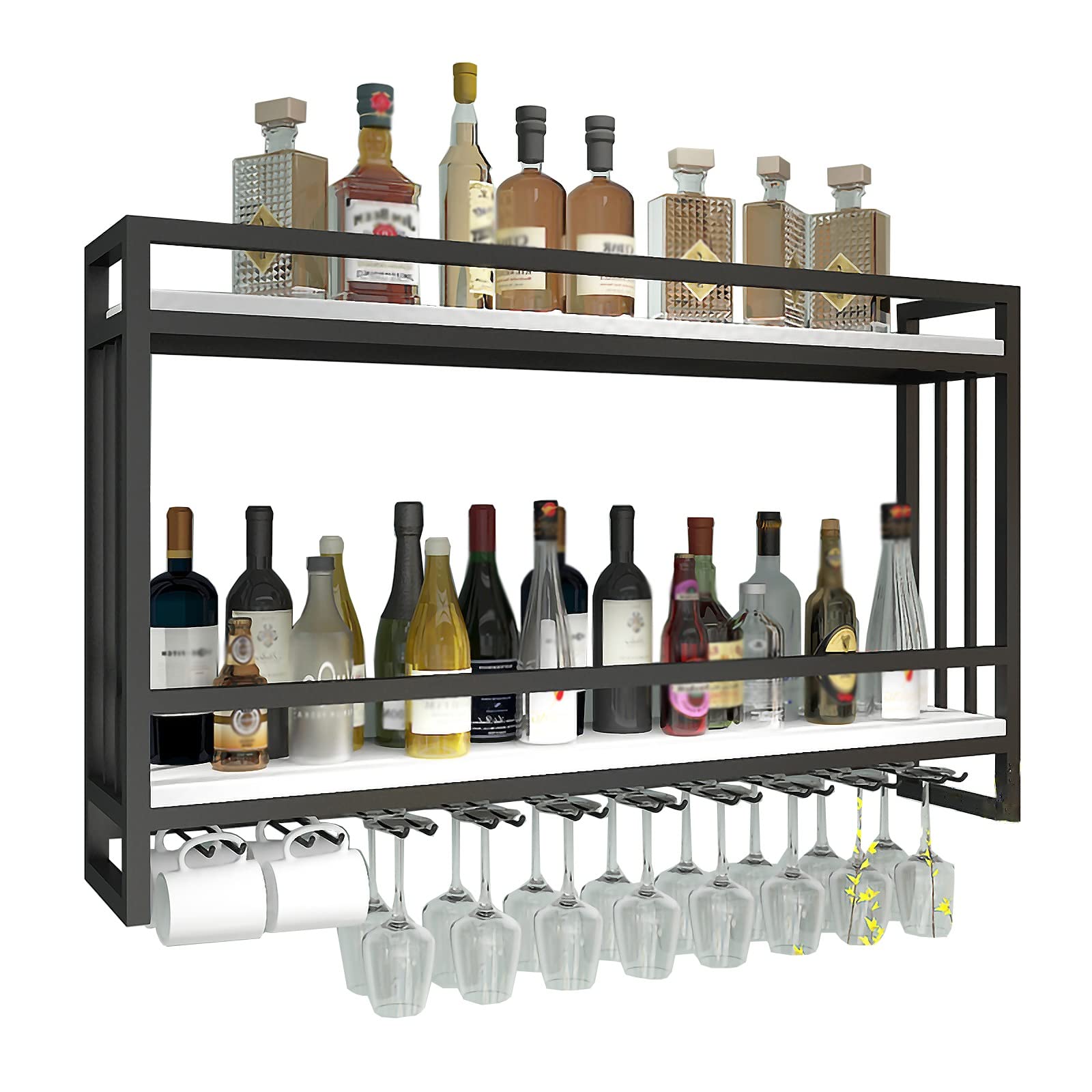 Casier à vin flottant pour bar et salon avec support plantes