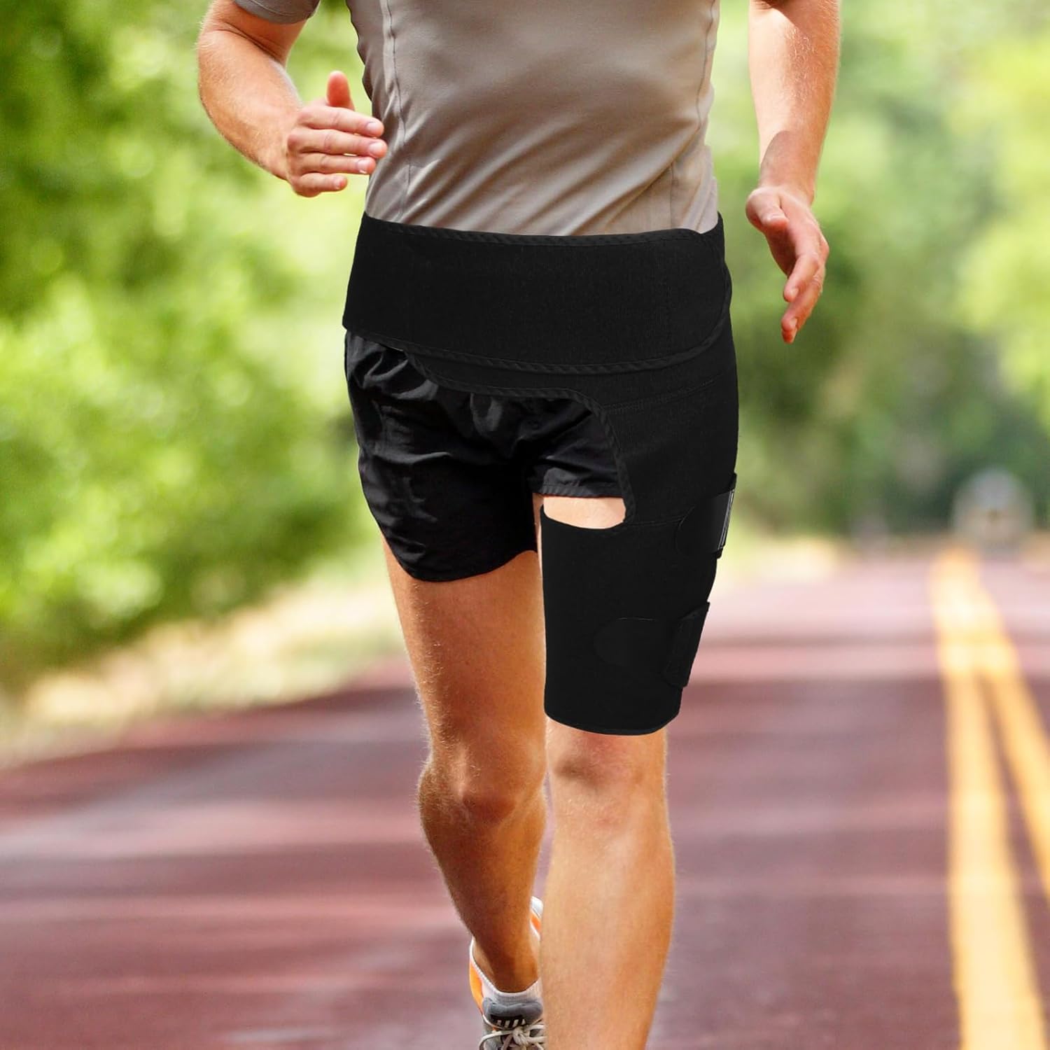 Adjustable Thigh Sleeve Brace for Men Women Upper Leg Support for Weightlifting Muscle Protection High-durability Polyester Material