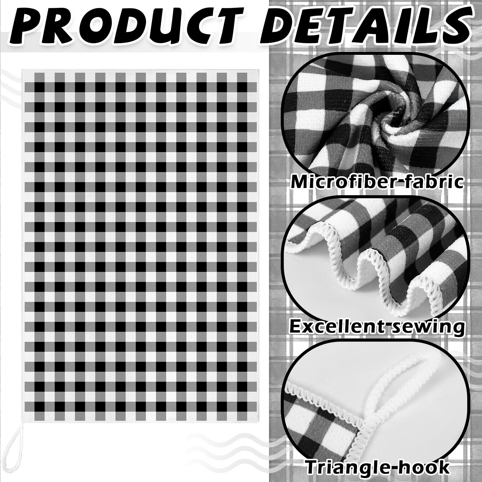 Honoson Christmas Kitchen Towels Ultra Absorbent Dish Quick to Drying Hand Polyester Cleaning Tea Towels for Home Washing Drying Dishes Kitchen Supplies(Black,Home) 4