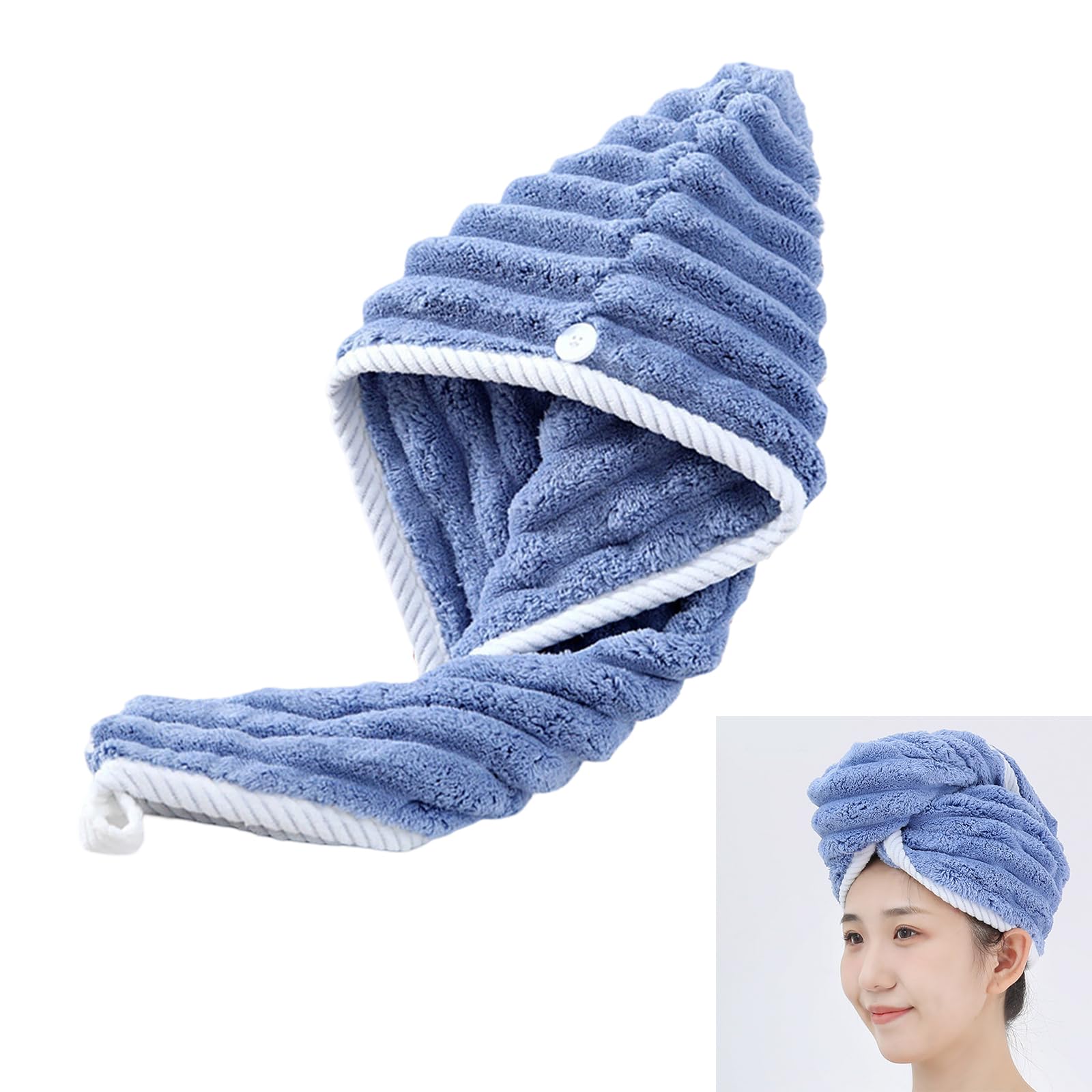 Montesy Thickened Dry Hair Caps Super Absorbent Quick Drying Corals Velvets Bathing Caps Thickened Washcloth Bathroom