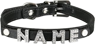 Scarlet Pet | Dog Collar "My-Name" incl. 5 rhinestones letters; can be customized with your dog's name; additional letters can be ordered (XS: 26cm, black)