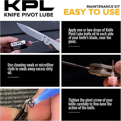 Miniatura 3 de KNIFE PIVOT LUBE KPL Kit original de cuidado y mantenimiento de cuchillos para cuchillas Knife Pivot Lube Heavy, lubricante de navaja de bolsillo,