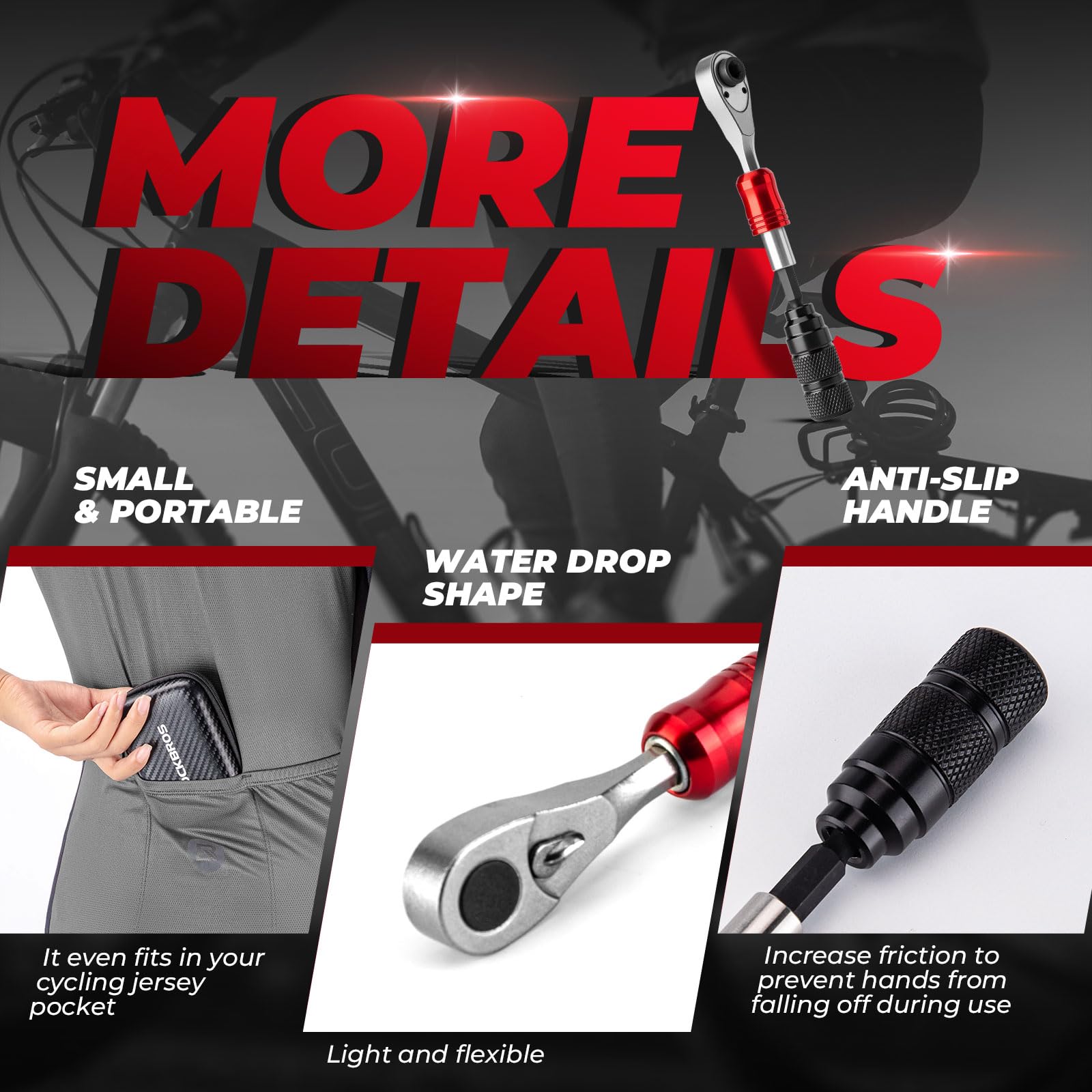 ROCKBROS Set Chiavi a Cricchetto da 72, Cassetta Portatile Kit Riparazioni Multifunzionali, Con 2 Leve per Pneumatici, Accessori Bici