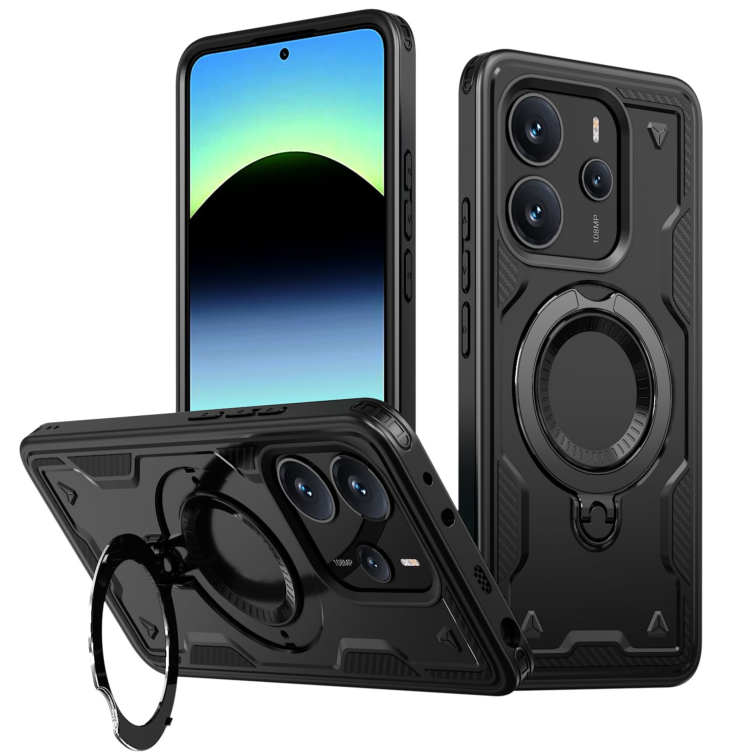 Handyhülle Für Xiaomi Redmi Note 14 Pro 5G – Mit 360° Ring, Kamera-Cover & Magnet, Stoßfest