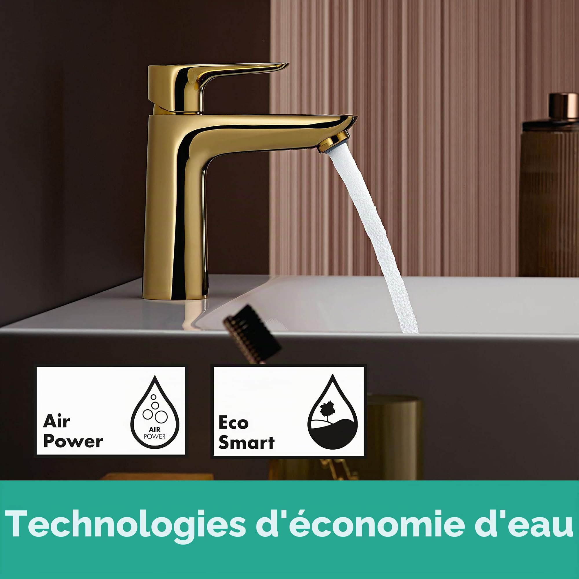 Hansgrohe Mitigeur monocommande, Silicone, Aspect Doré Poli, Hauteur sous bec 110 mm