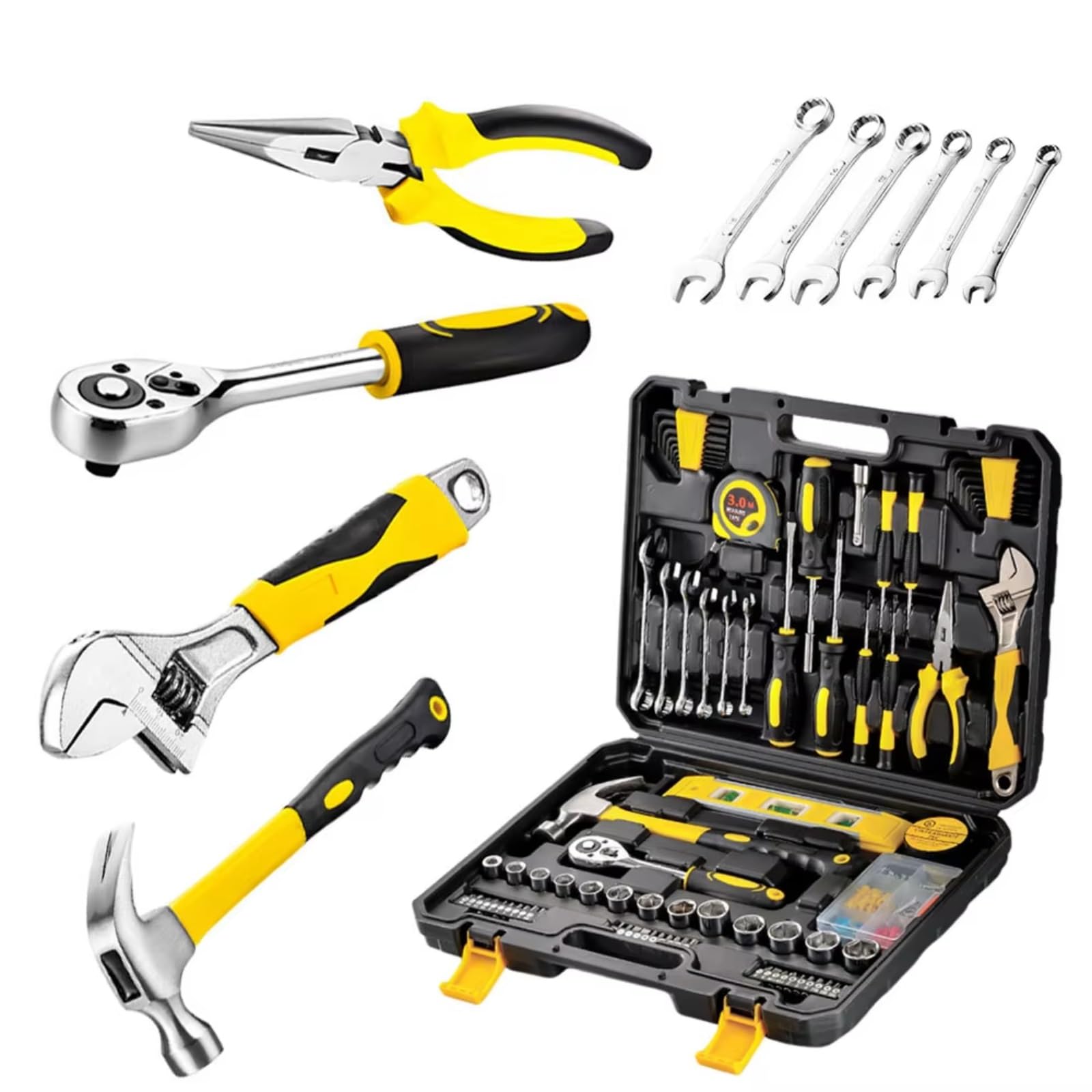 YNIYUJKL 108 Piece Tool Set With Combinat Wrenches Screwdrivers Tial Hand Tools For Home Repairs Automotive Maintenance Includes Sto Case