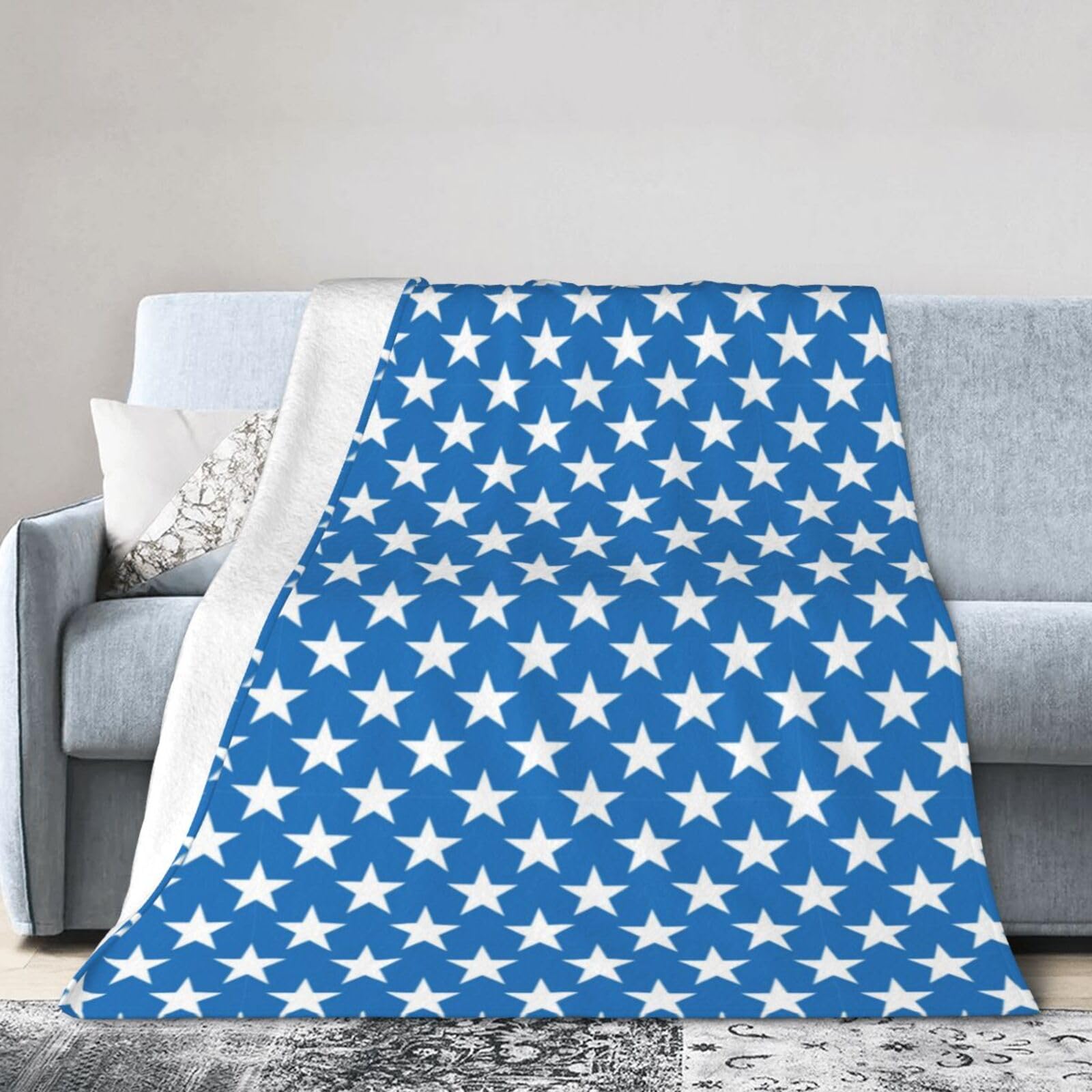 Noble Ren Flag Blue Ultra-Soft Micro Fleece Blanket Winter Warm Soft Lannel Fleece Throw Blanket For Couch Sofa Bed 50"X40"