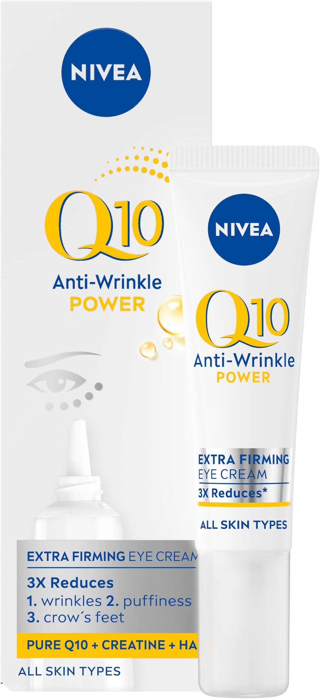 Q10 Anti-Wrinkle Power Firming Eye Cream (15ml), Anti-Wrinkle Skincare for Eliminating Fine Lines and Dark Circles, Nourishing Eye Cream for Softer, Smoother Skin