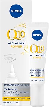 NIVEA Q10 Anti-Wrinkle Power Firming Eye Cream 15ml, Anti-Wrinkle Skincare for Eliminating Fine Lines and Dark Circles, Nourishing Eye Cream for Softer, Smoother Skin
