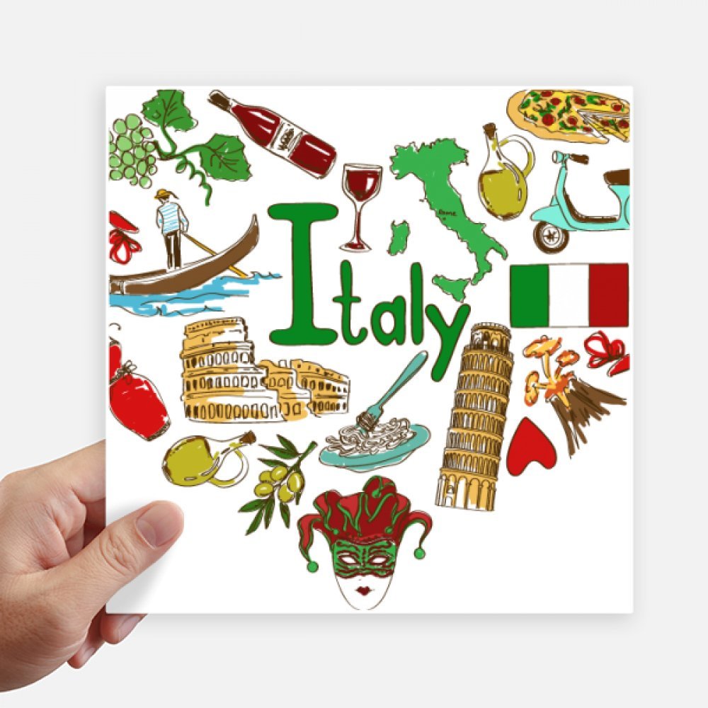 Autocollant carré Italie de 20 cm pour déco murale et sticker ordinateur