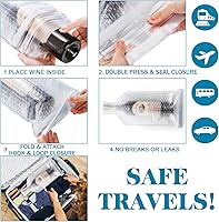 Vista 4 de Yesland Paquete de 6 bolsas de viaje reutilizables con protector de vino, bolsas de plástico para vino, a prueba de fugas, resistentes y de triple