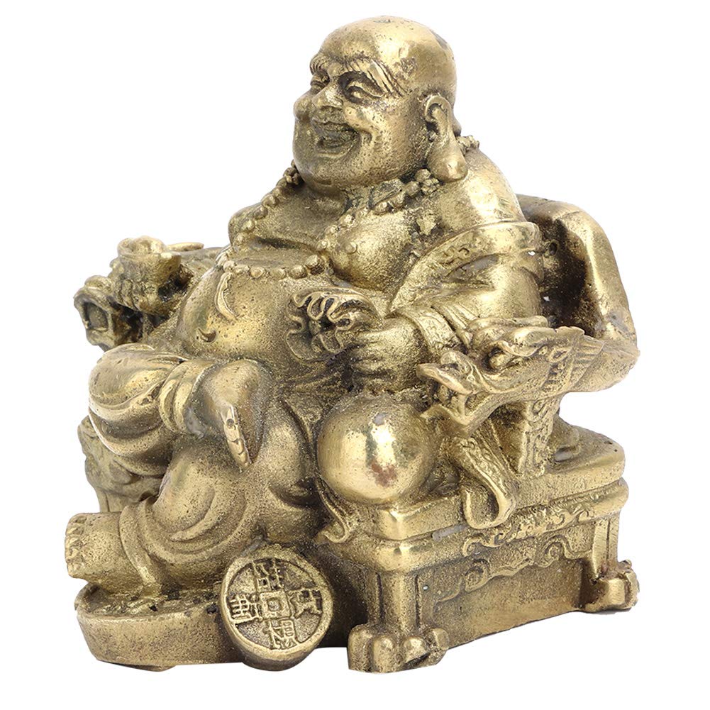 Decoración de Buda de latón, Figuras de Buda Sonriente Feng Shui Riqueza Estatua de Buda Feliz colección geomántica