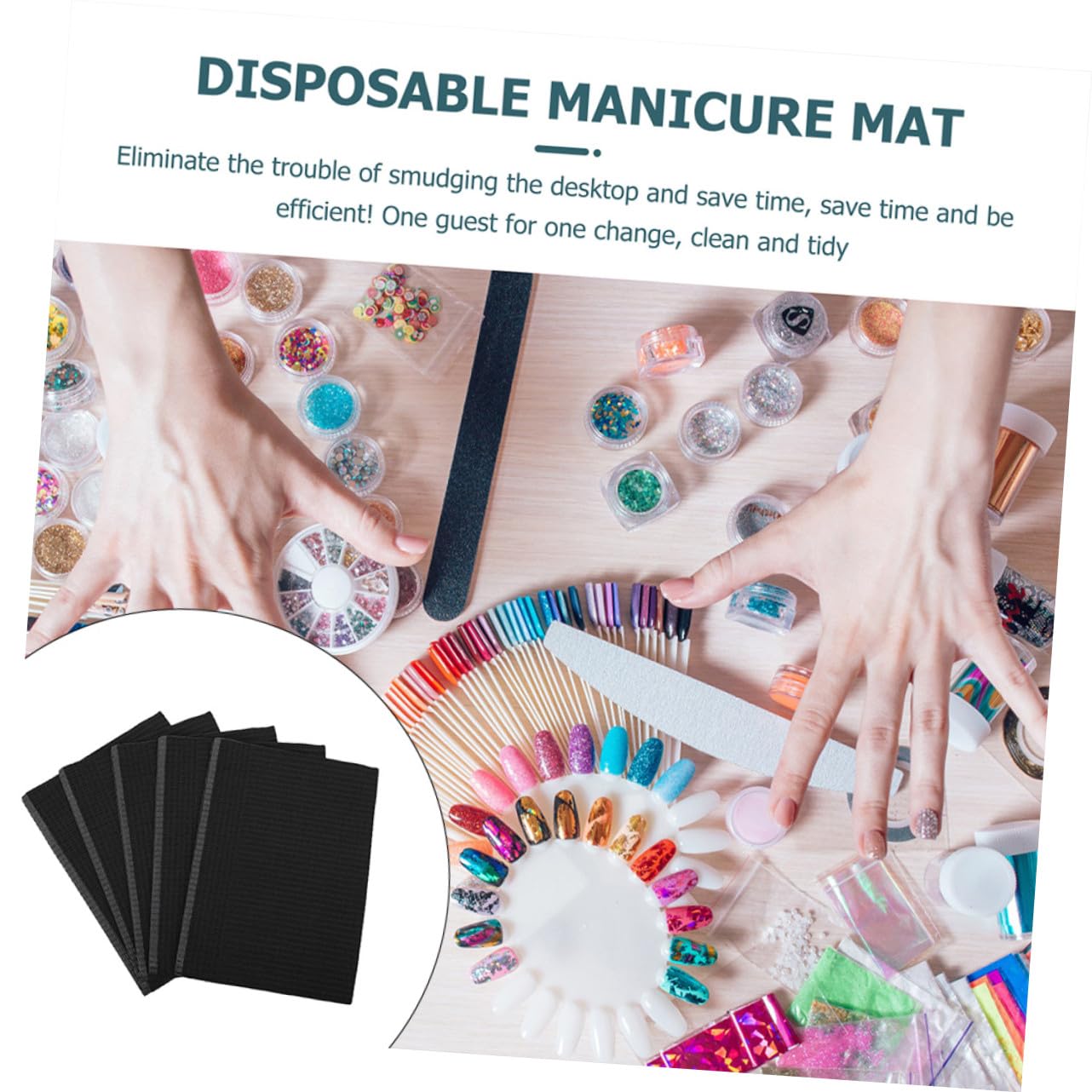 Tappetino Per Manicure Monouso 125 Pezzi Nero, Pad Assorbente Protettivo Per Nail Art e Esercizi Smalto, Copertura Igienica Per Tavolo Manicure in Saloni Di Bellezza
