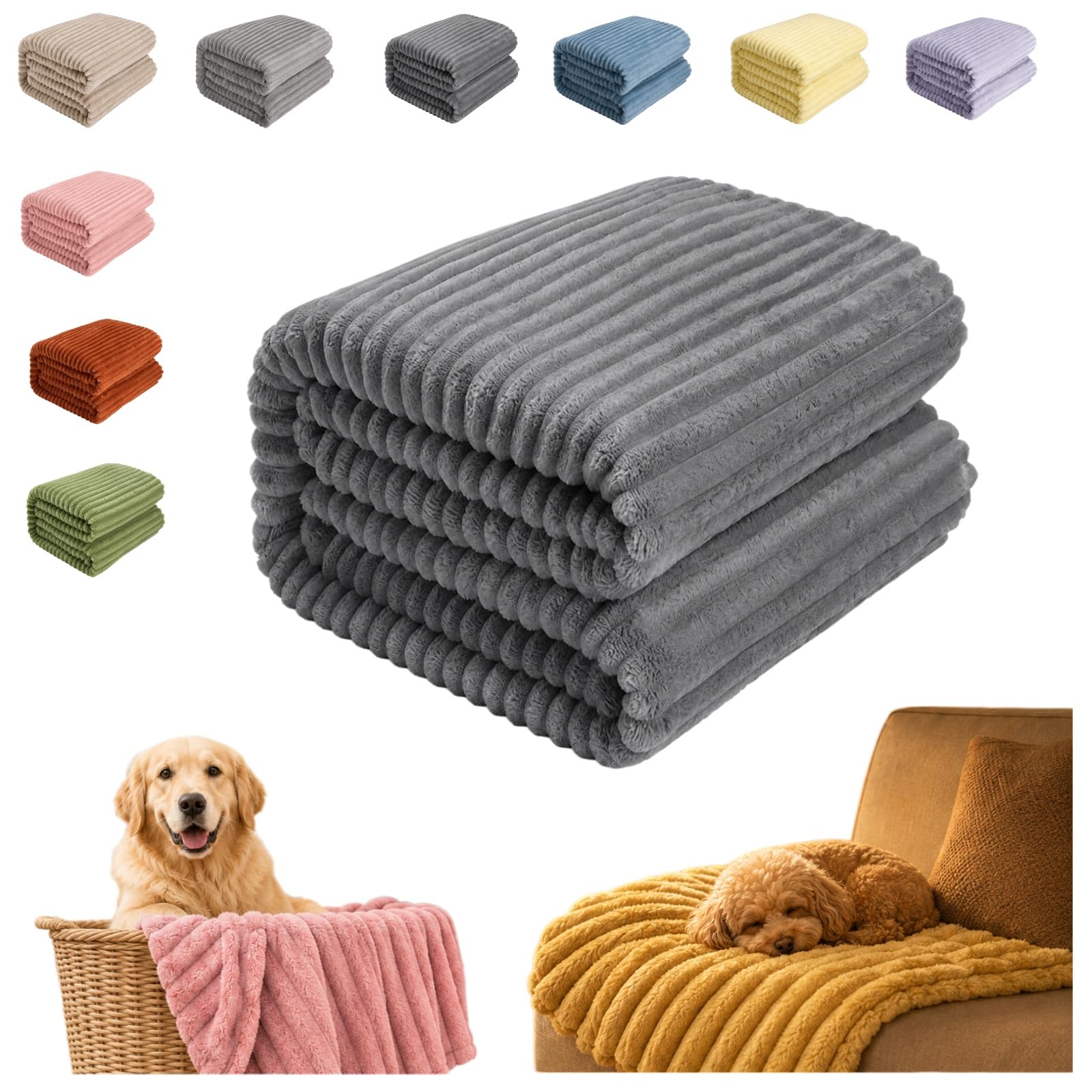 DzaiCrkwd Emotional Support Blanket Yellow for Dogs, Furniture Protection Layer, Soft Rabbit Fleece Material,Designed for Pets for Kennel, Sofa, Bed and Car Seat (Dark Gray, M)