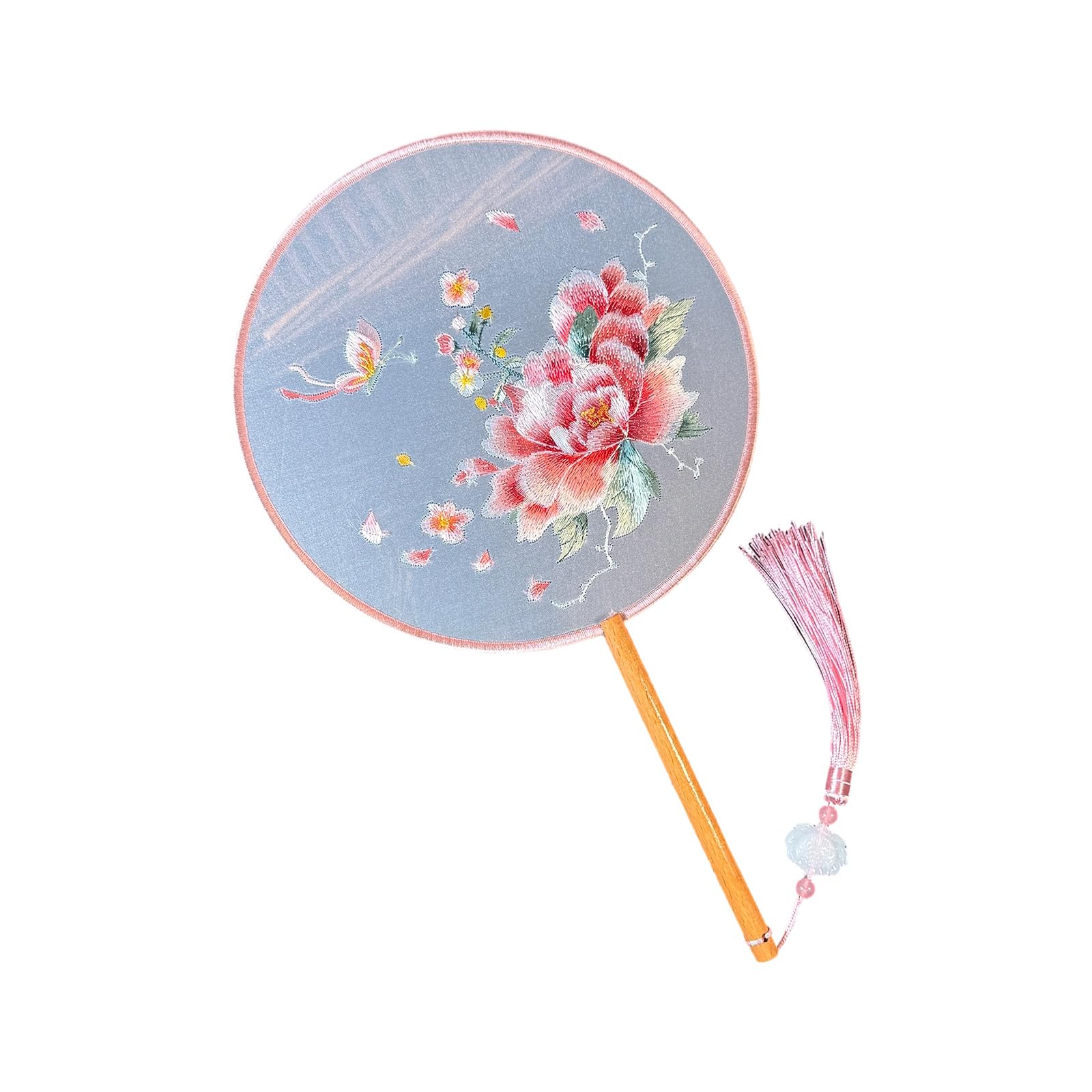 Nucelit Chinese Double Sided Embroidered Round Fan Dance Fan for Home Decoration and Daily Use Classical Dance