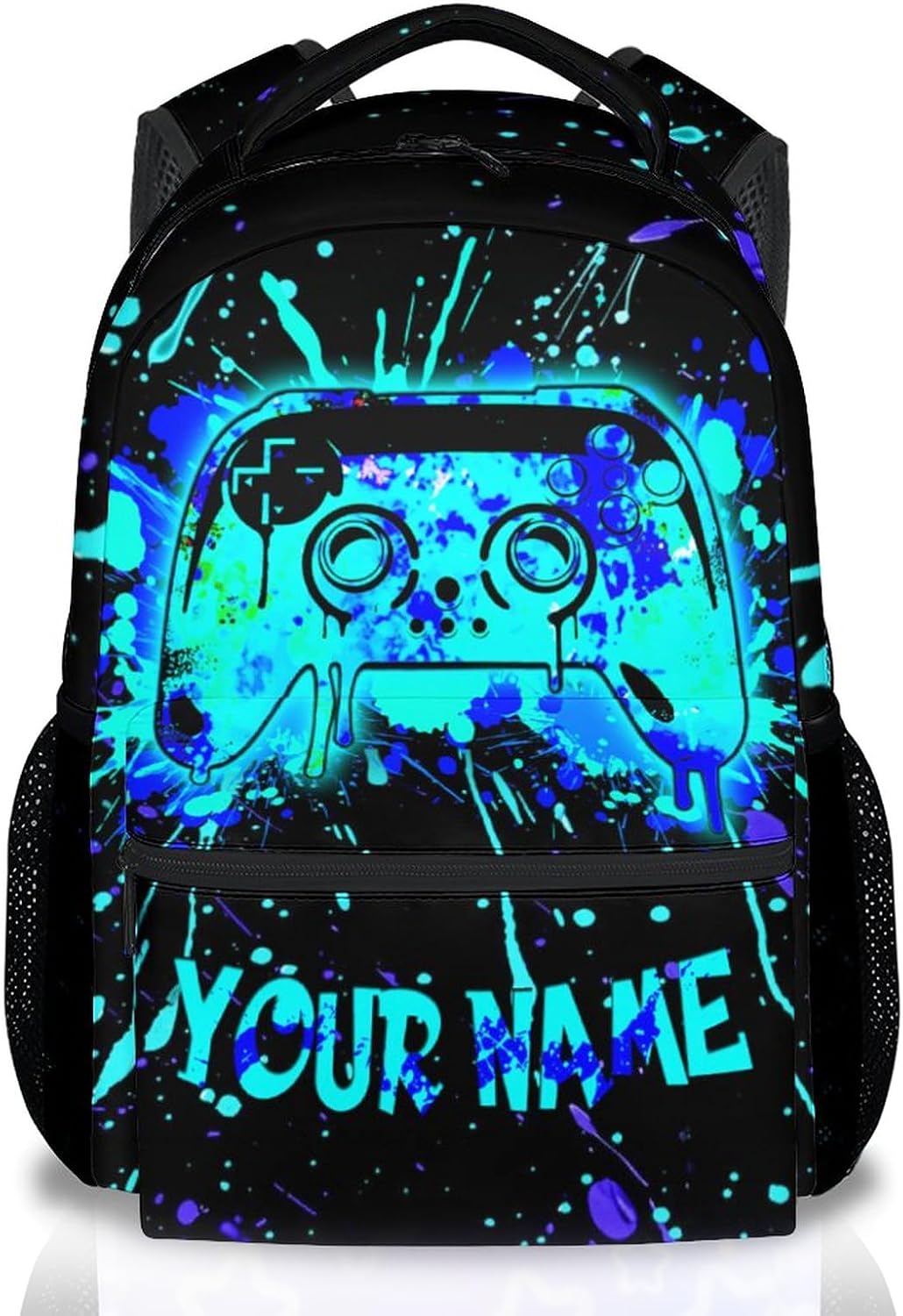 Personalized Gaming Backpack for Boys Kids Video Game Backpacks with Name - Custom Gamer Bookbag for Elementary Students, Back to School Gifts for Game Lovers (17 Inch)