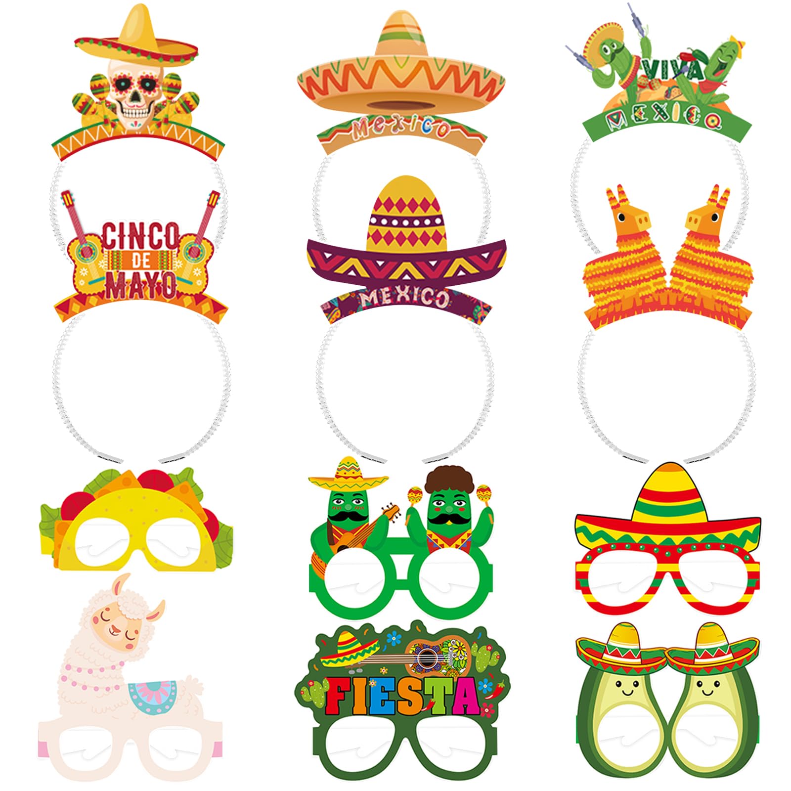 Openfly 12Pcs Easter Headbands and Glasses Set Easter Bunny Headband Easter Party Glasses Easter Photo Props for Easter Party