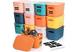 12 Pack Plastic Stackable Storage Bins for Classroom Organization and Decoration