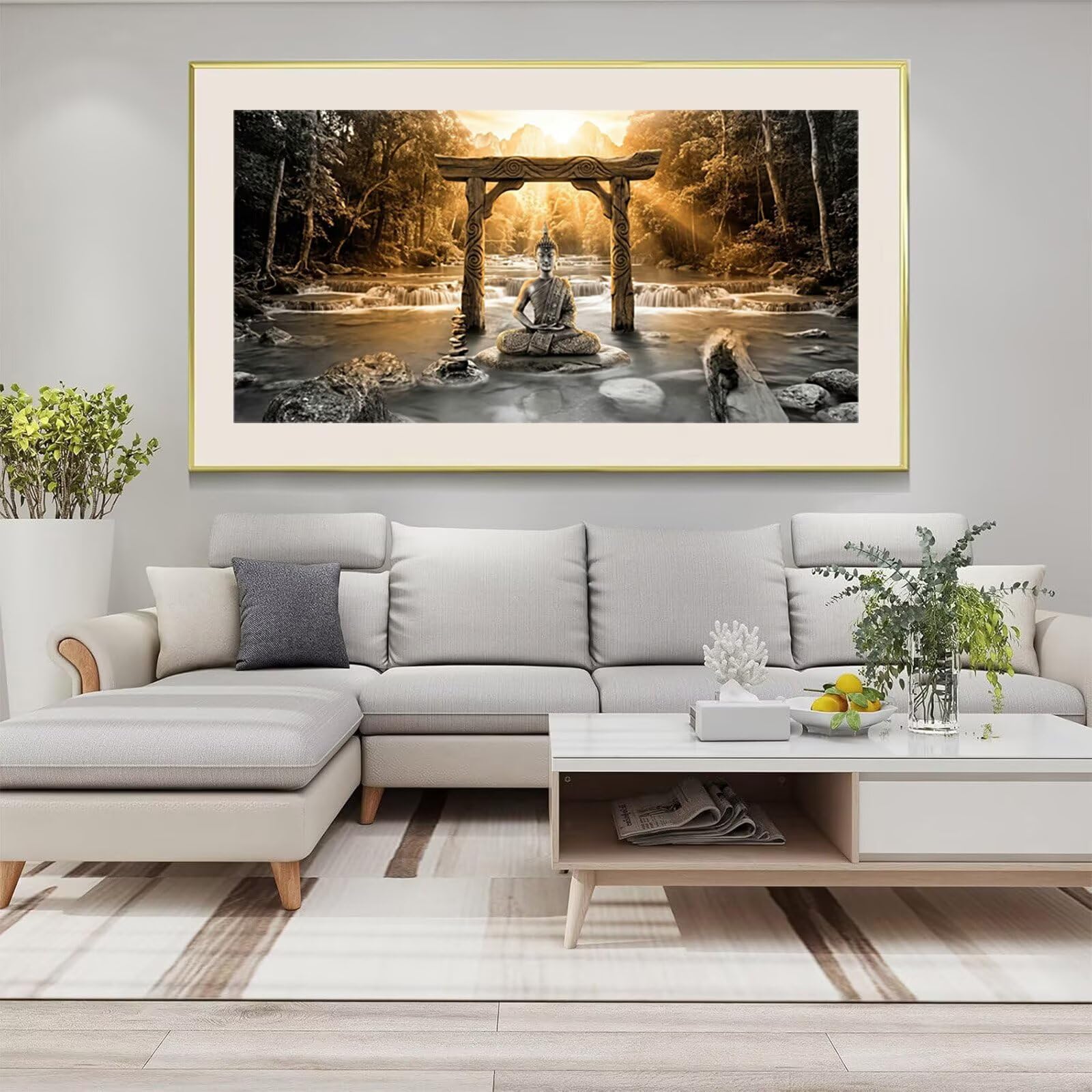 Diamond Painting Zen Diamond Painting Erwachsene Groß XXL Landschaft, 5D Full Eckige Steine Drill Diamanten Malen Nach Zahlen, DIY Set Kreativ Set für Erwachsene Home Decor Wanddeko 100x200cm, Cod-832
