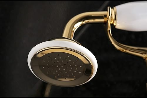 Miniatura 4 de Kingston Brass KS286PB Essex - Grifo de bañera de pared con ducha de mano, alcance de boquilla de 7-14 pulgadas, latón pulido