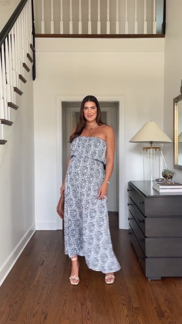 Vestido Largo Sin Mangas Con Cuello En V Para Mujer, Estampado De Tirantes, Acampanado, Azul, Para Primavera, Verano, Casual, A La Moda, Elegante, Azul, XXL