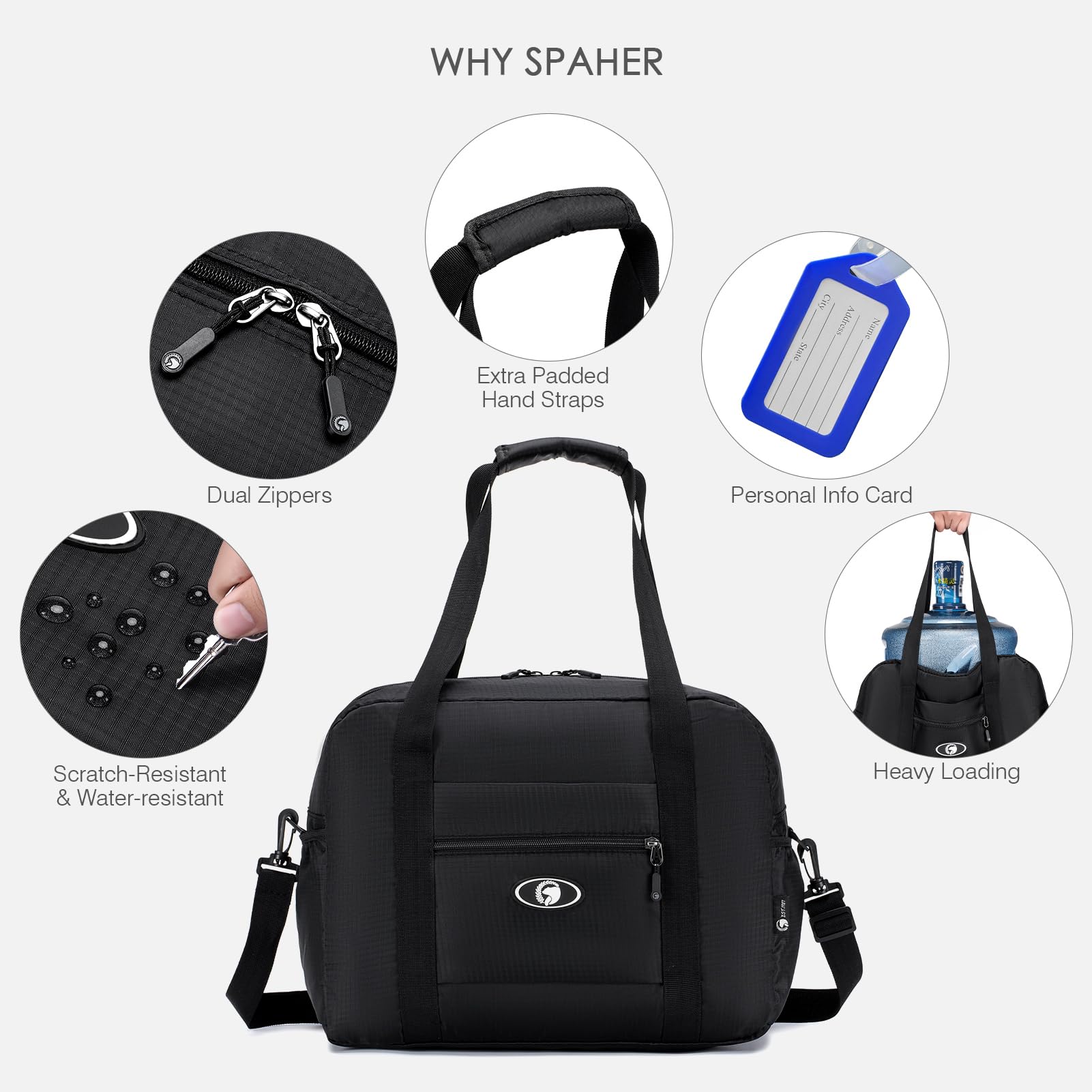 SPAHER Borsone da Viaggio British Airways 40x30x15 Bagaglio a Mano Air france Borsone Palestra Sportiva Grande 20L Donna Uomo Impermeabile Pieghevole Borsa da Viaggio Fitness Travel Duffel Cabin Bag