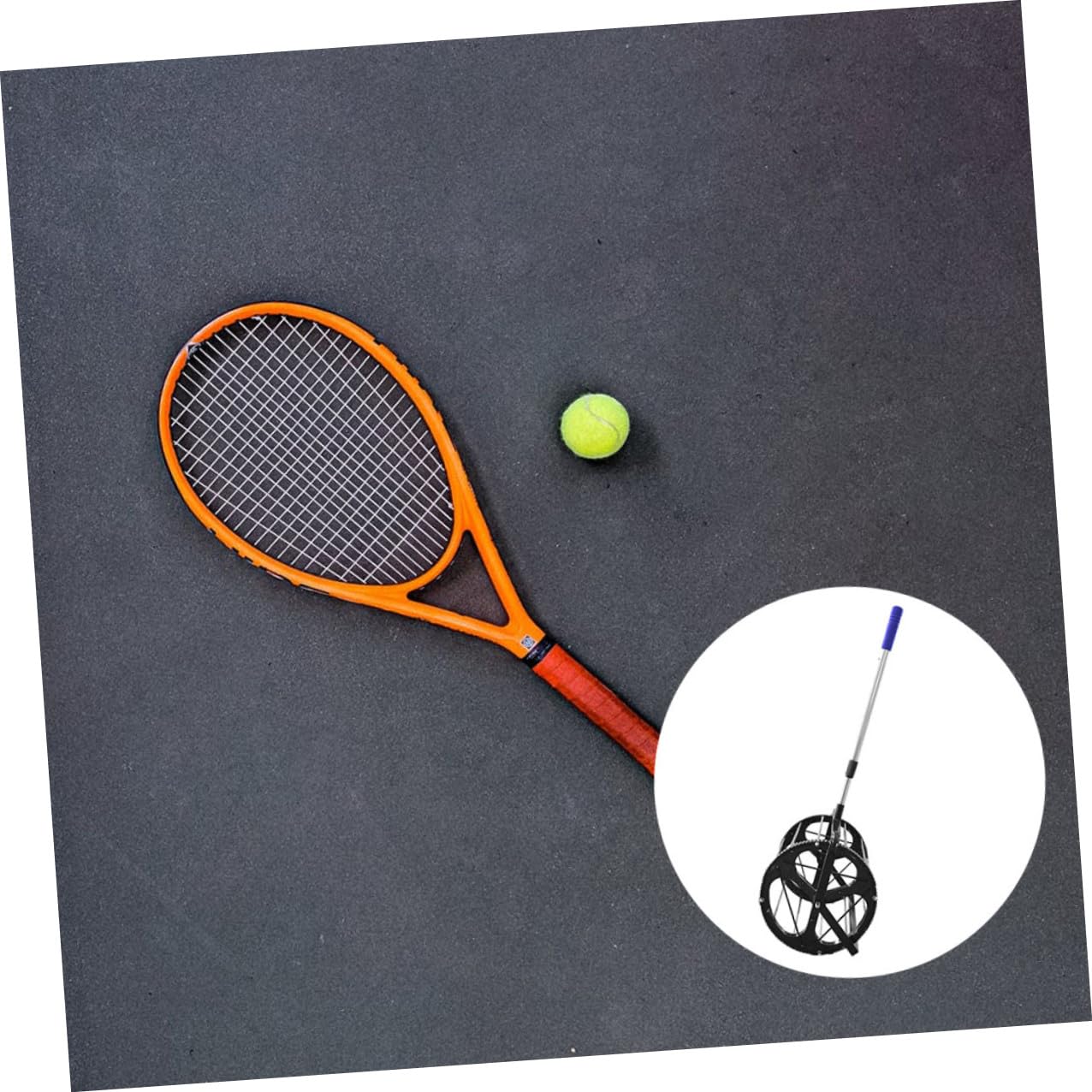 ibasenice Verstellbarer Tennisball Picker aus Nylon und Metall Tragbarer Tennisballroller mit 55 Bälle Kapazität zum Aufsammeln und Aufbewahren Beim Training